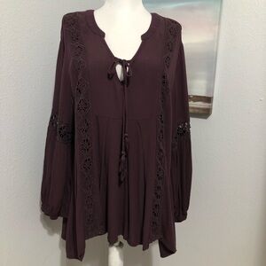 Women's Lace Detail Top - Purple Size XL